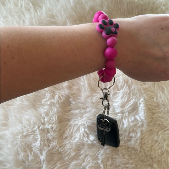 Magenta Paw Print Silicone Wristlet - Picture 3 of 4